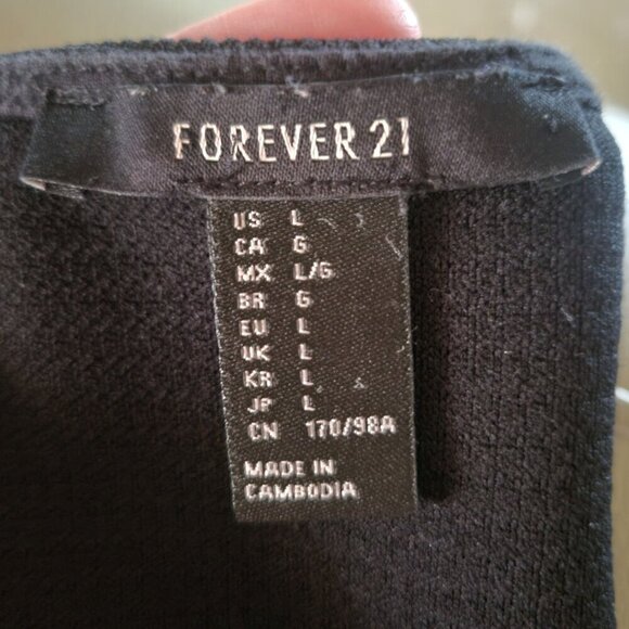 Forever 21 Black Sleeveless Ribbed Textured V-Neck Fit & Flare Dress-L - Picture 8 of 8